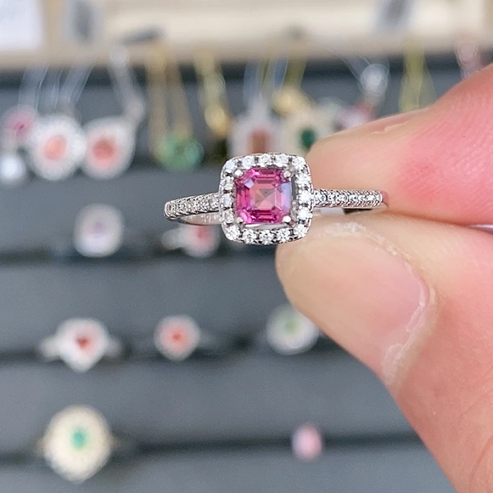 石榴石戒指银S925镶嵌