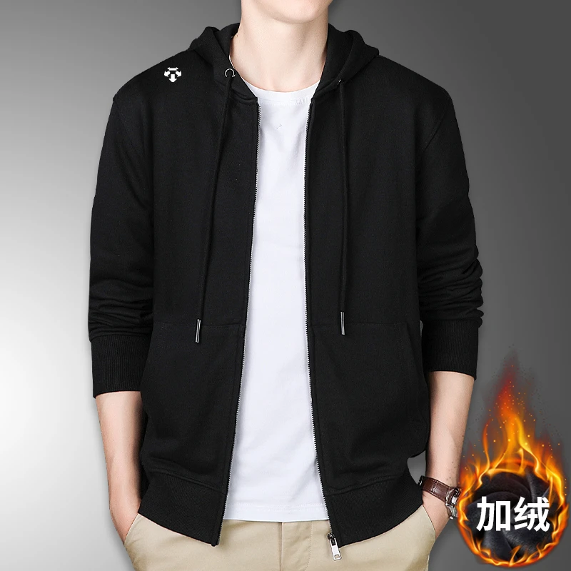 【迪家】加绒加厚卫衣连帽开衫2025秋冬新款休闲男士保暖男装