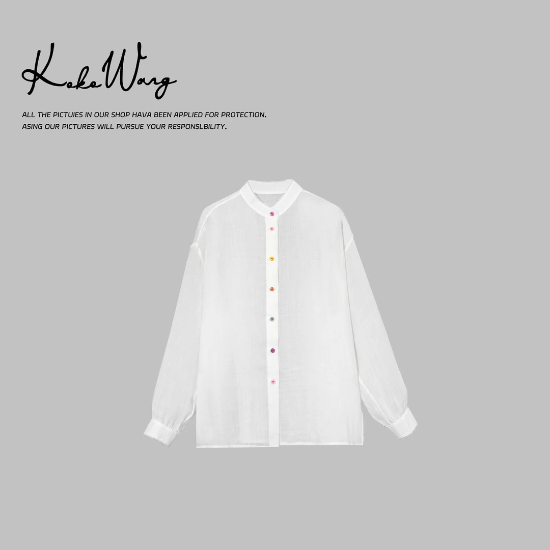 KOKO WANG夏季时尚气质彩扣出游度假防晒衬衫外套525705C26W41