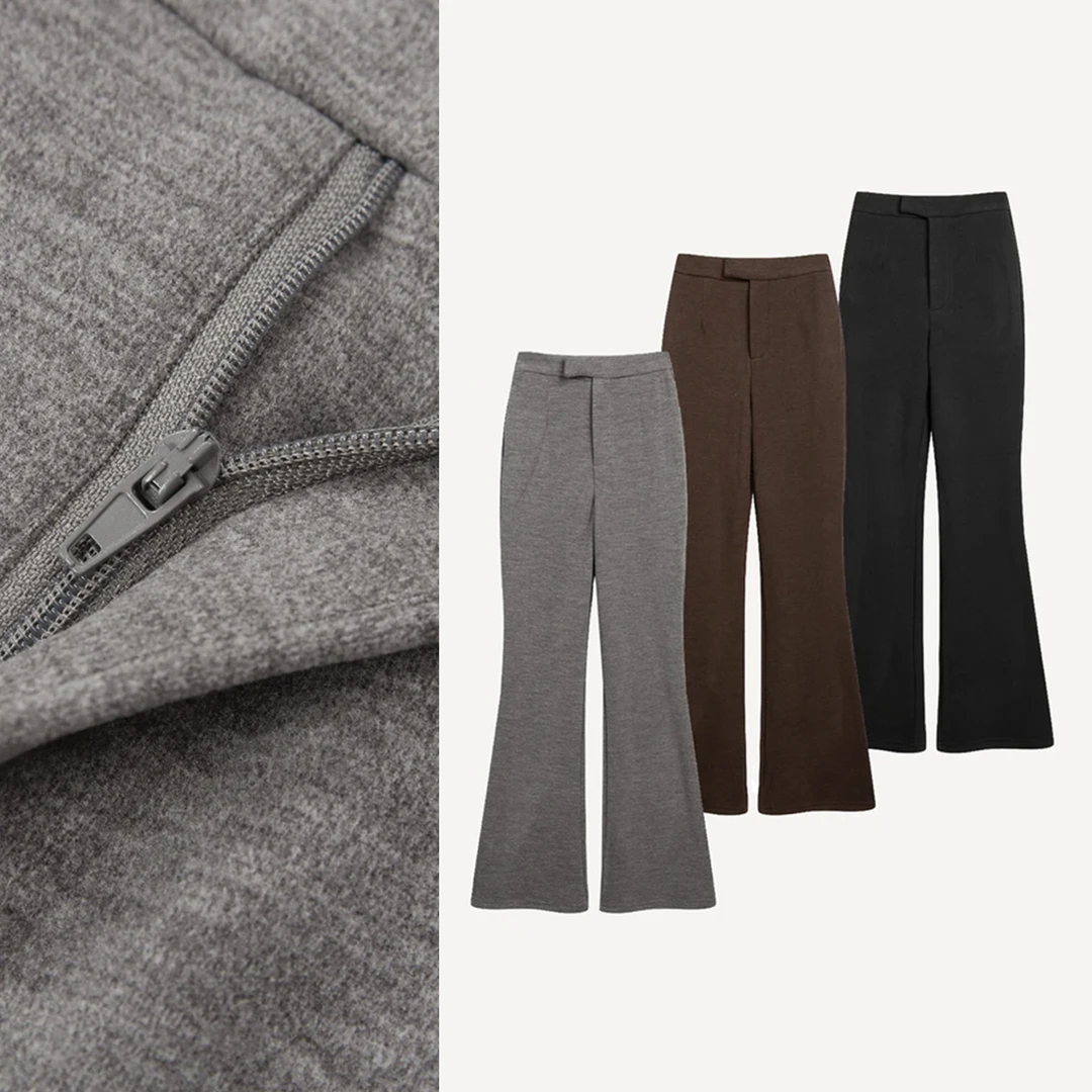 爆款加绒加厚微喇裤女秋冬2025流行新款高腰休闲裤软糯垂感喇叭裤