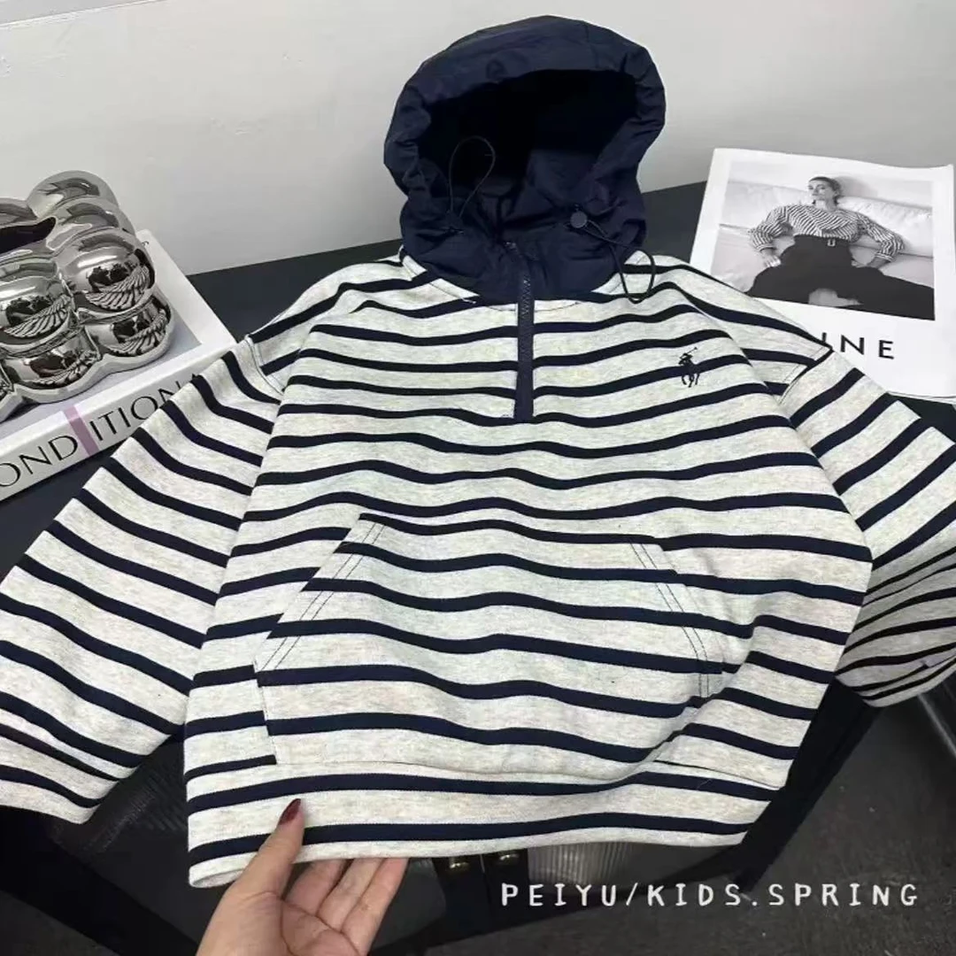 童装儿童条纹卫衣2025春装新款潮流韩版美式百搭宽松男女童上衣