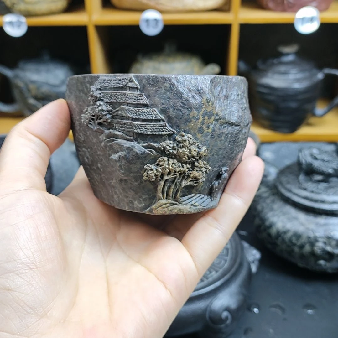 紫砂茶壶大*花山行杯冰碛岩随行杯