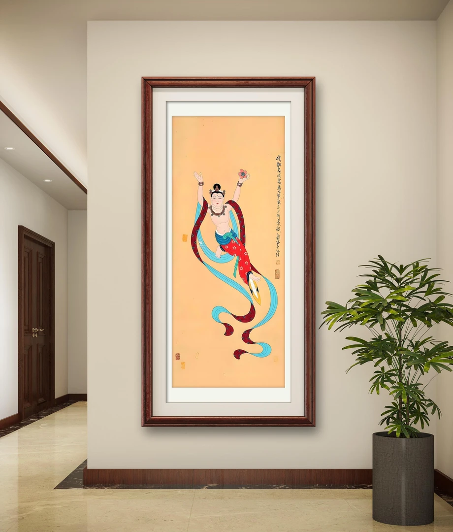 国风飞天造像玄关装饰画