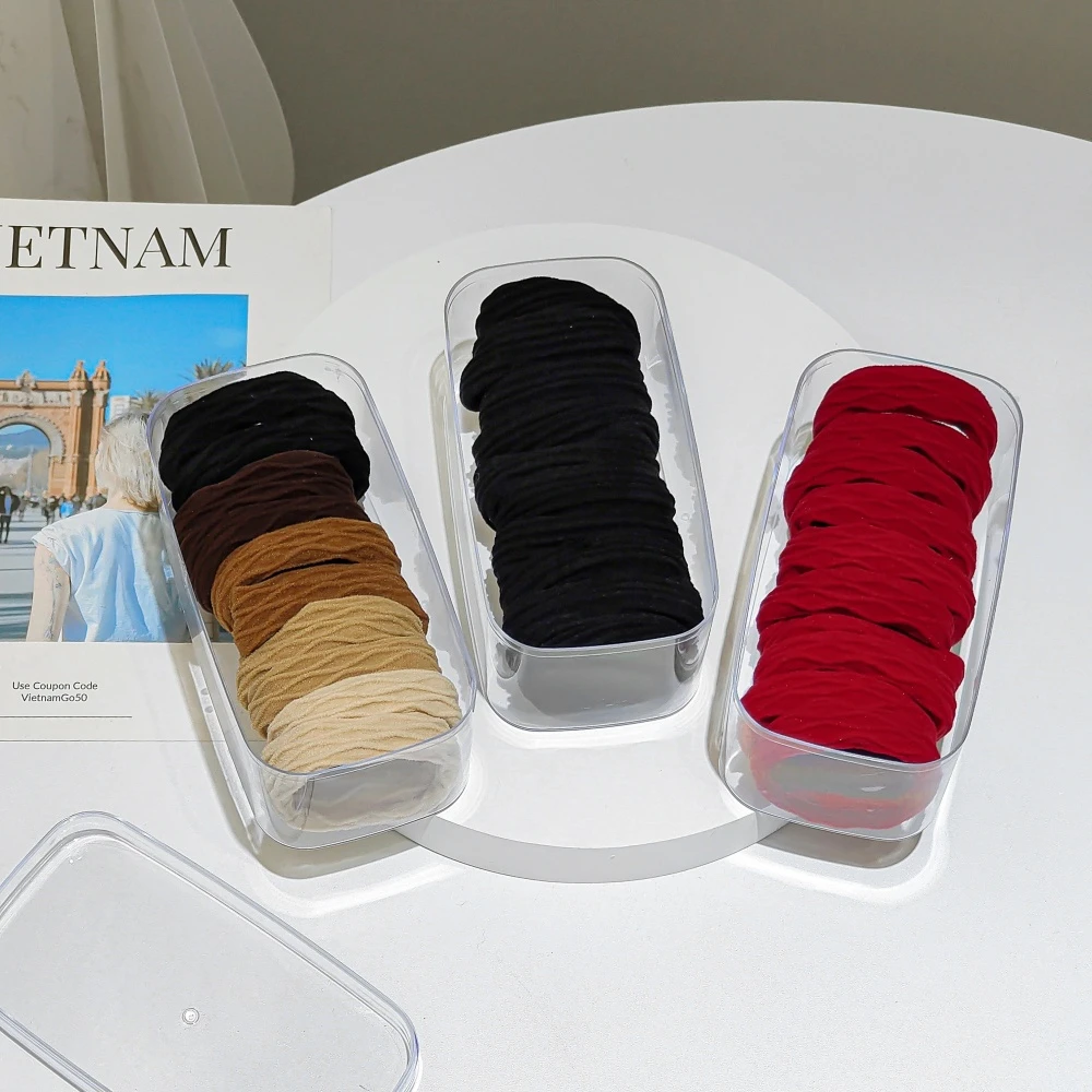 高品质盒装无缝发绳高弹力加粗不伤发头绳简约头绳发饰