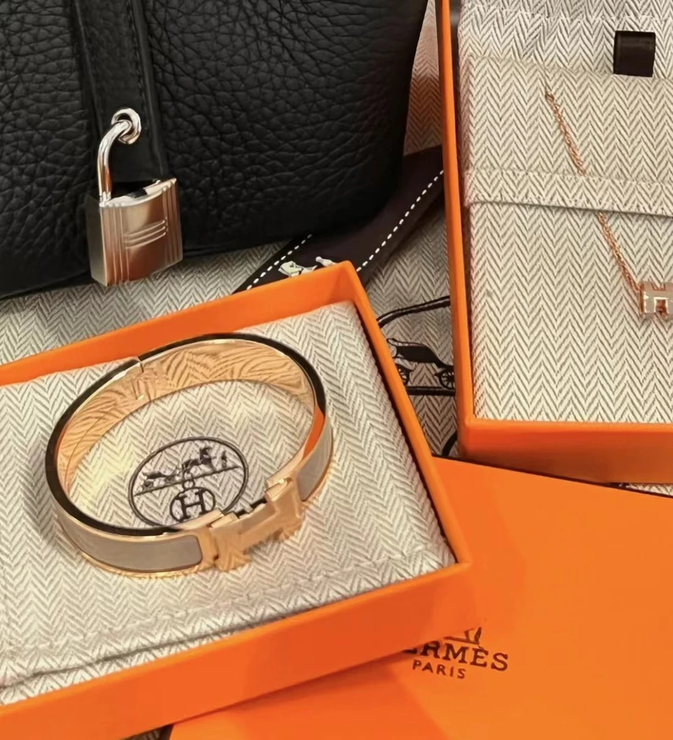95新 Hermes/爱马仕 clic H 手镯 奶茶色 14483808
