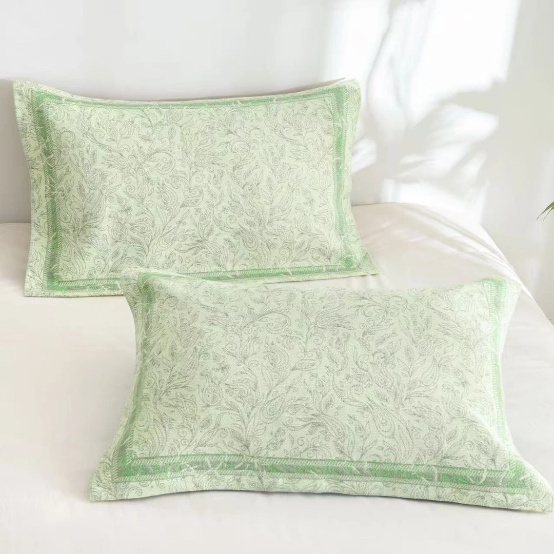 【薄荷绿枕巾】50*80cm轻奢罗布麻枕巾一对