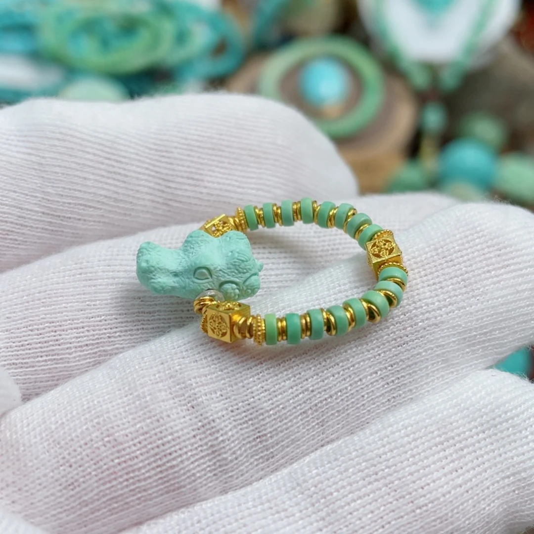 绿松石珠宝奇石18K金镶嵌