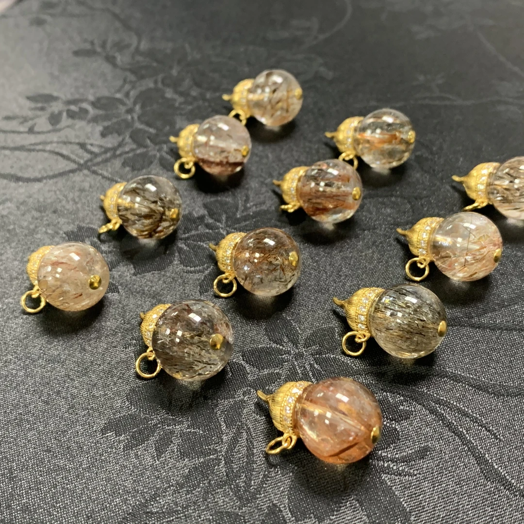 「戴琴珠宝」DQ3272-银镶黑金超七14mm左右葫芦吊坠（多样性发其一）