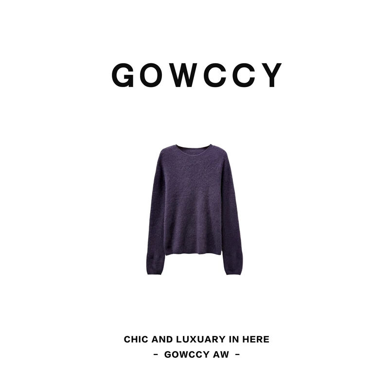 【GOWCCY谷曦】羊绒羊毛圆领毛针织衫秋冬女毛织
