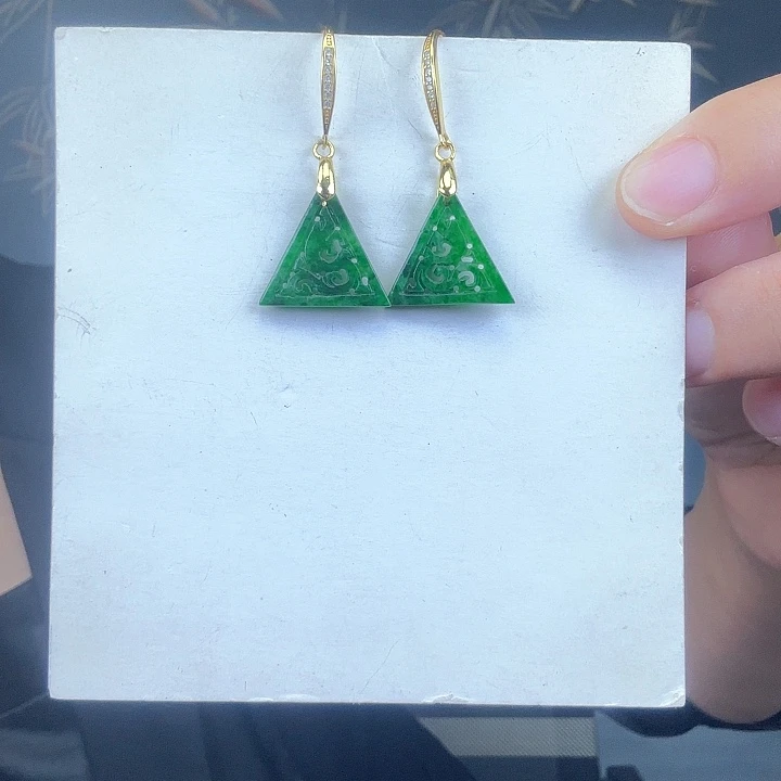 翡翠银S925镶嵌耳饰特价