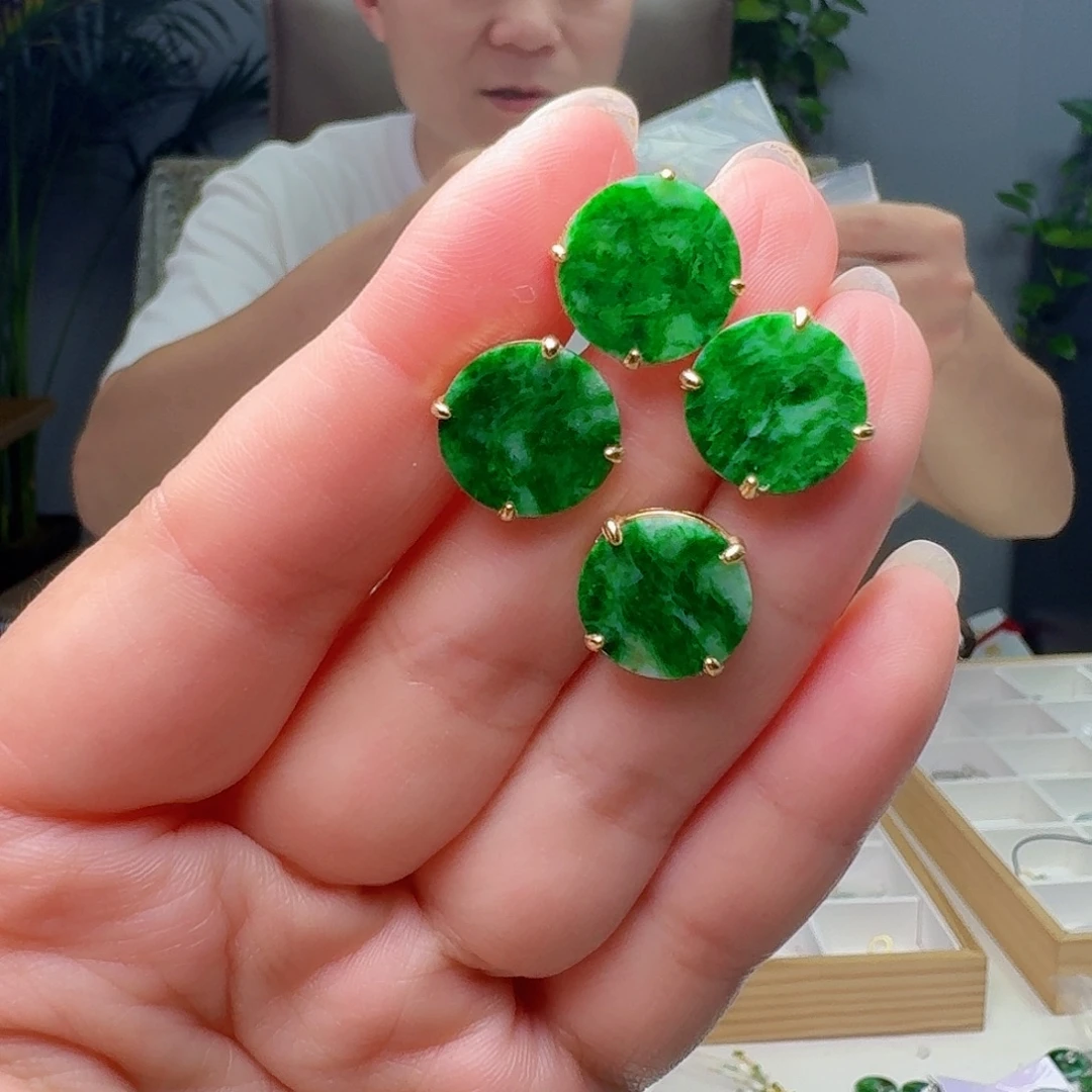 翡翠银S925镶嵌耳饰多样性发货其一