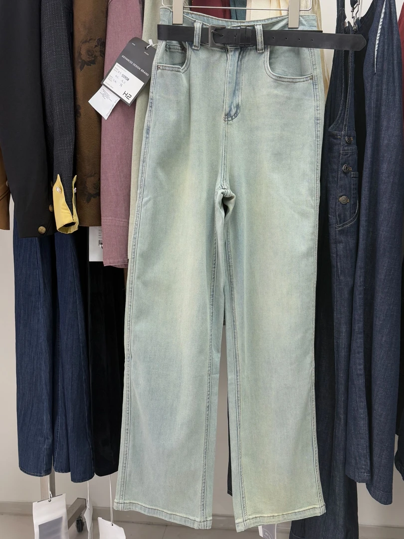 C388|2025四季款新品复古港风做旧宽松阔腿拖地牛仔裤