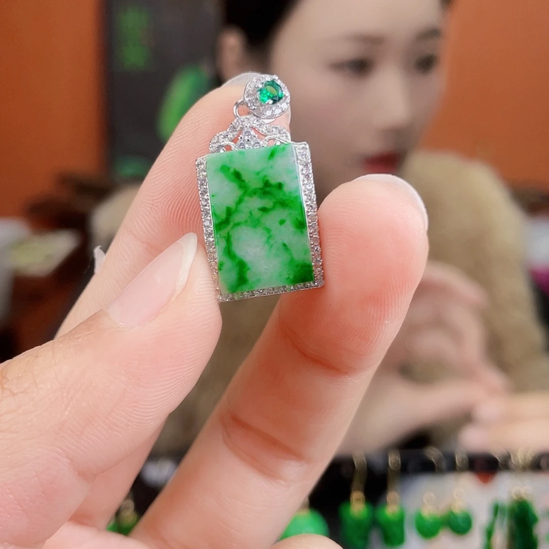 翡翠银S925镶嵌耳饰