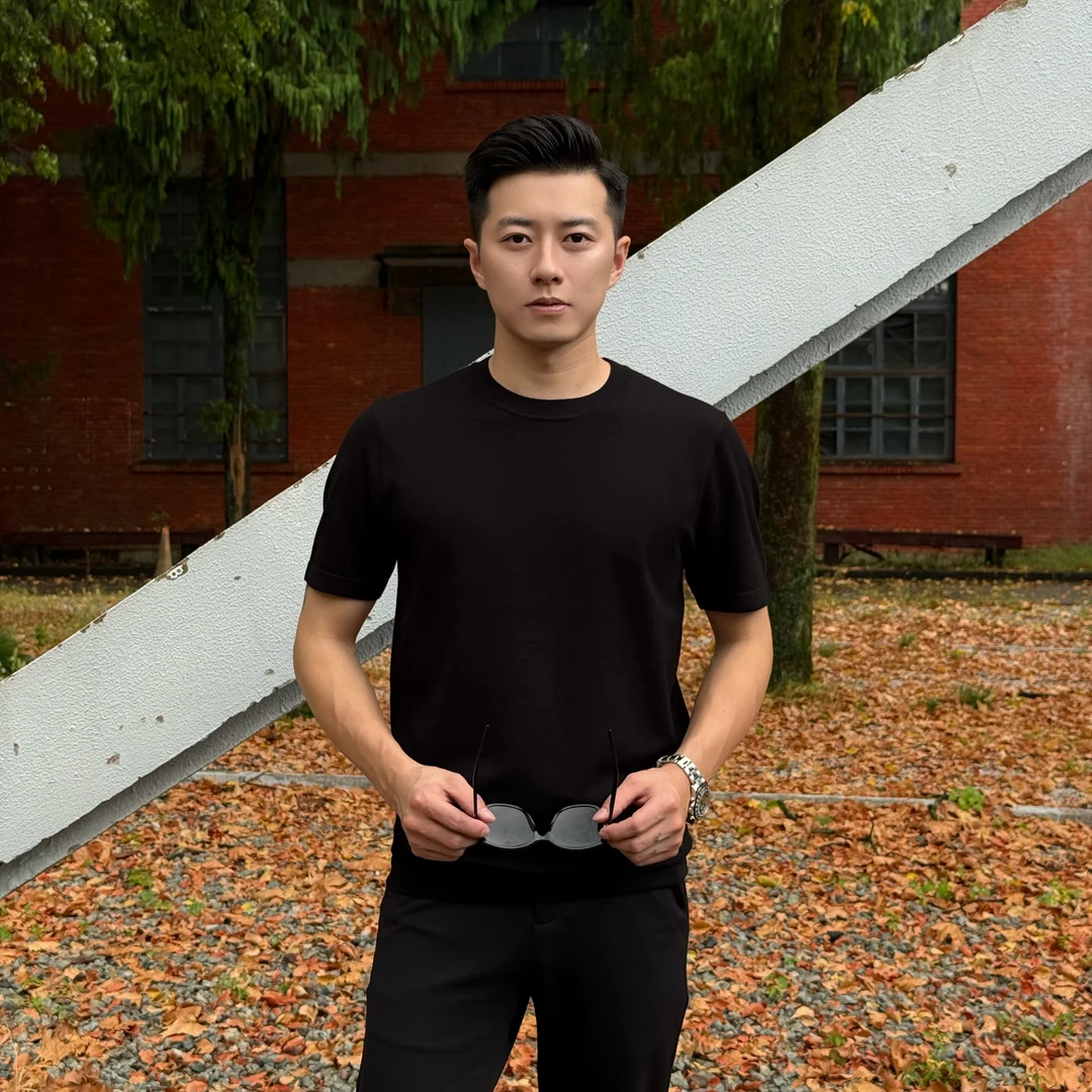 小杰/L-Jie 男士秋季休闲百搭气质修身圆领打底针织T恤（0003）