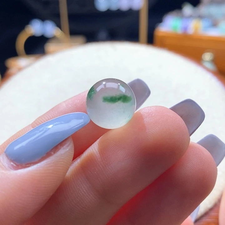 翡翠未镶嵌吊坠(不含链)翡翠高冰茶飘色圆珠