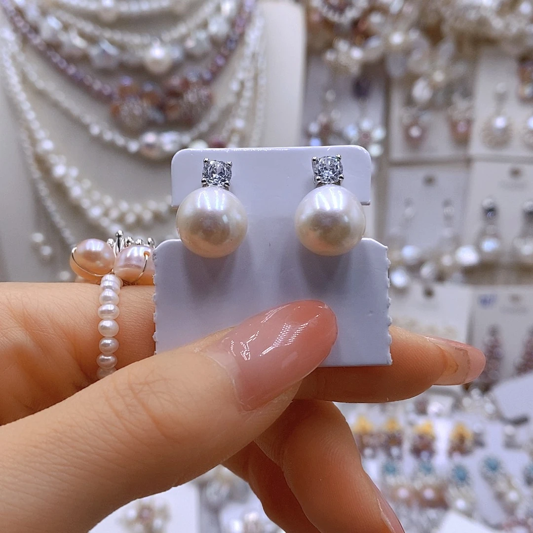 银S925镶嵌耳饰淡水珍珠