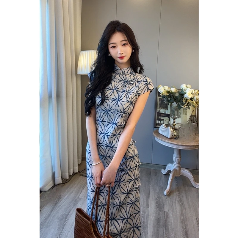 小楼家【青花】新中式国风改良旗袍连衣裙女2025夏季气质显瘦长裙子