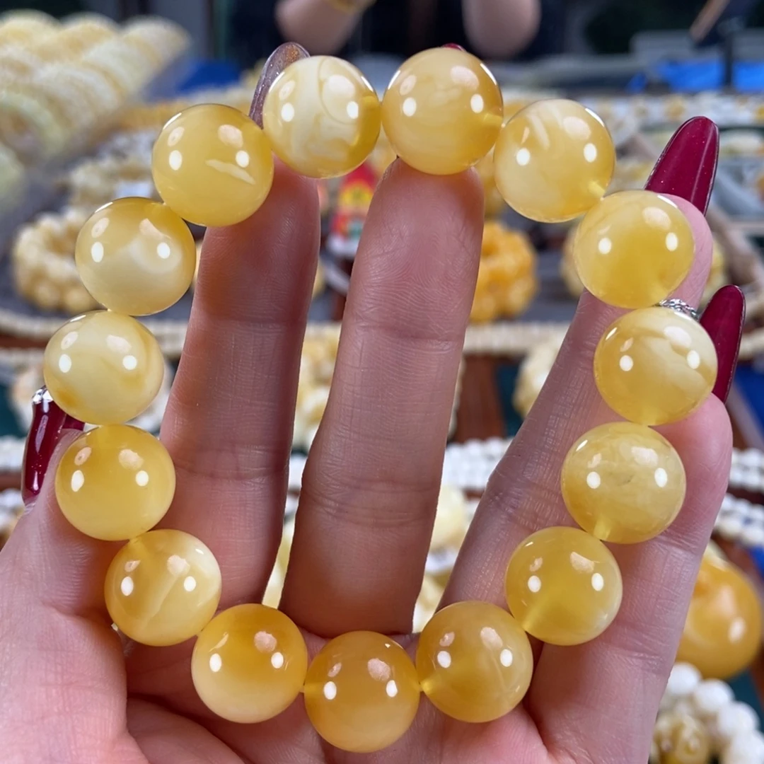 琥珀未镶嵌珠宝奇石14圆珠24.08