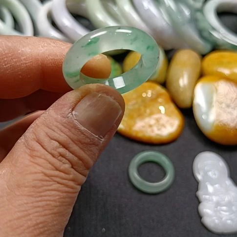 石英质玉（黄龙玉）合金珠宝奇石指环卡19