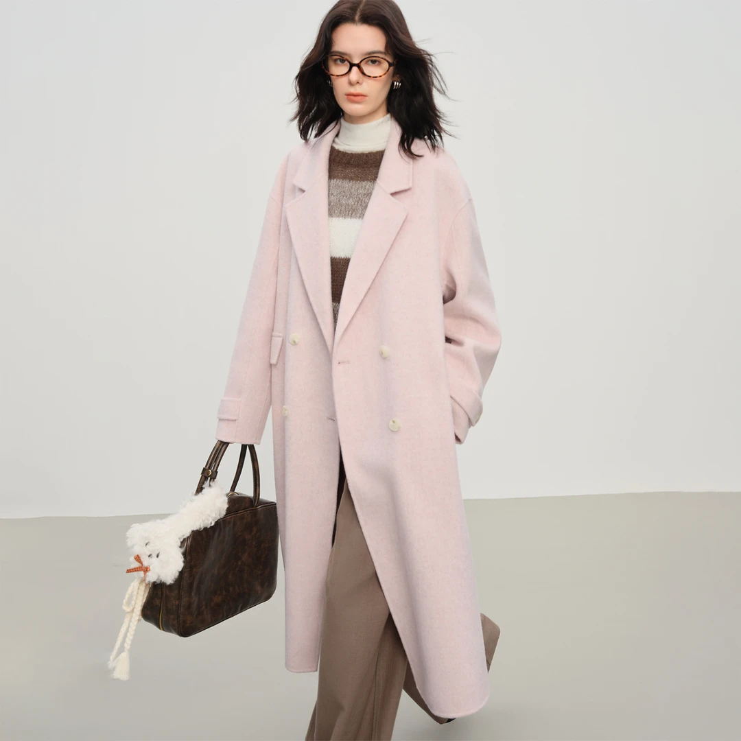 范思蓝恩钻石立裁系列小个子毛呢2025冬装双排扣大衣25FS14198-
