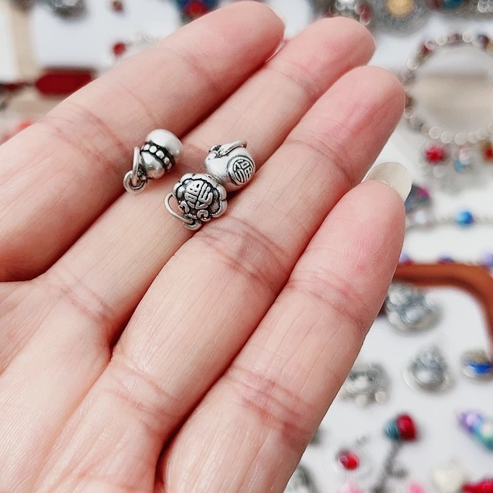 珐琅吊坠足银三件套