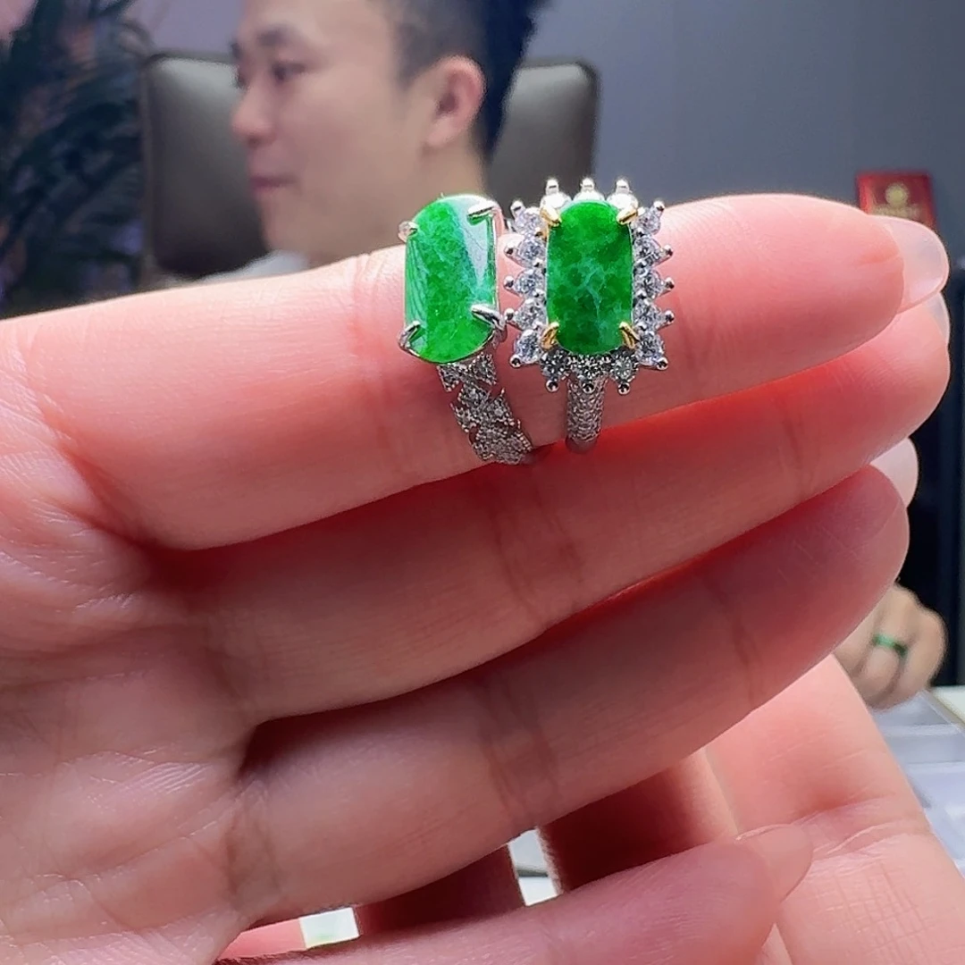 翡翠戒指银S925镶嵌多样性发货其一