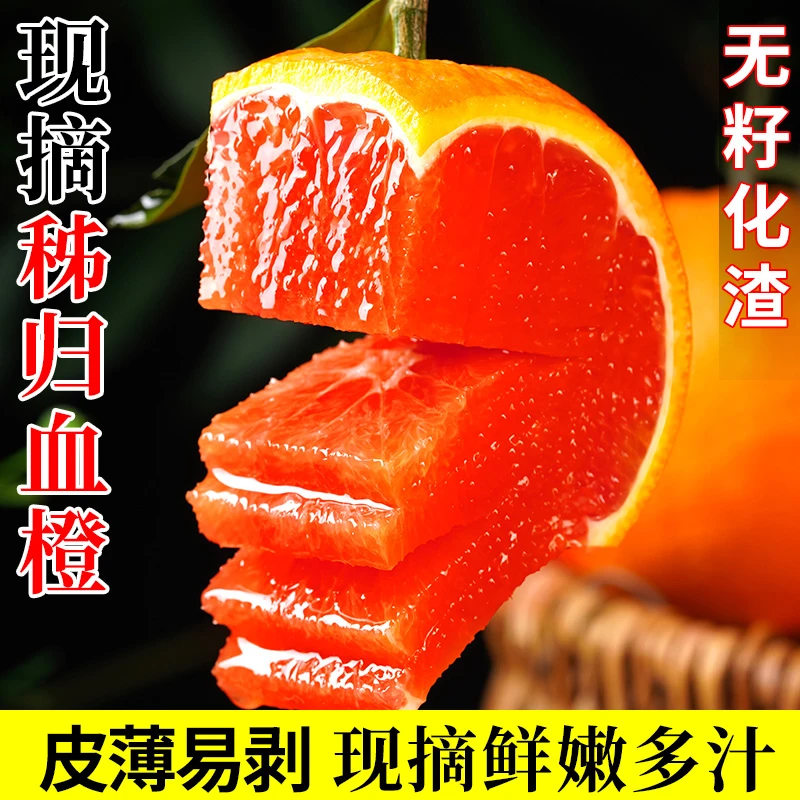 正宗中华红血橙橙子5斤70mm左右时令水果湖北秭归新鲜当季