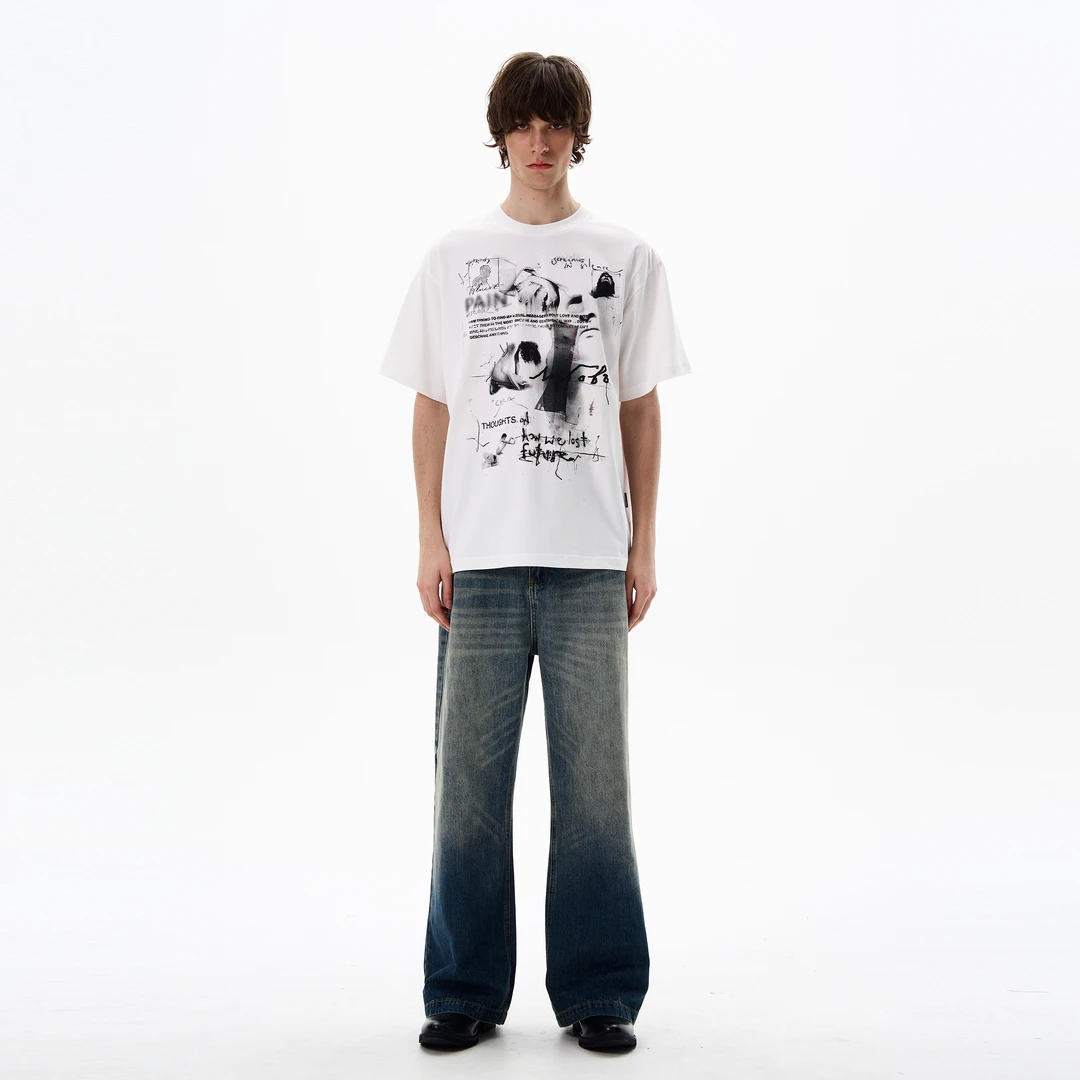 尾郎的店 美式小众设计感短袖T恤男高级感痞帅炸街上衣体恤情侣潮