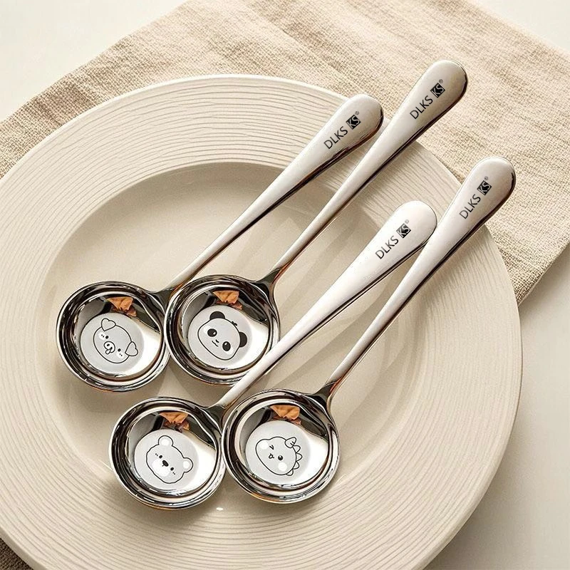 加厚卡通不锈钢勺子儿童吃饭专用可爱精致高颜值汤勺饭勺钢勺
