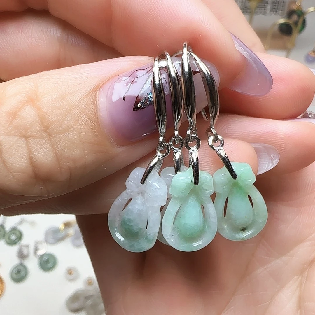 翡翠银S925镶嵌耳饰多样性发一