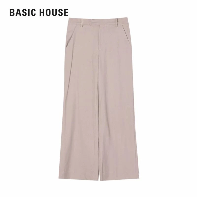 百家浅米色阔腿裤9015