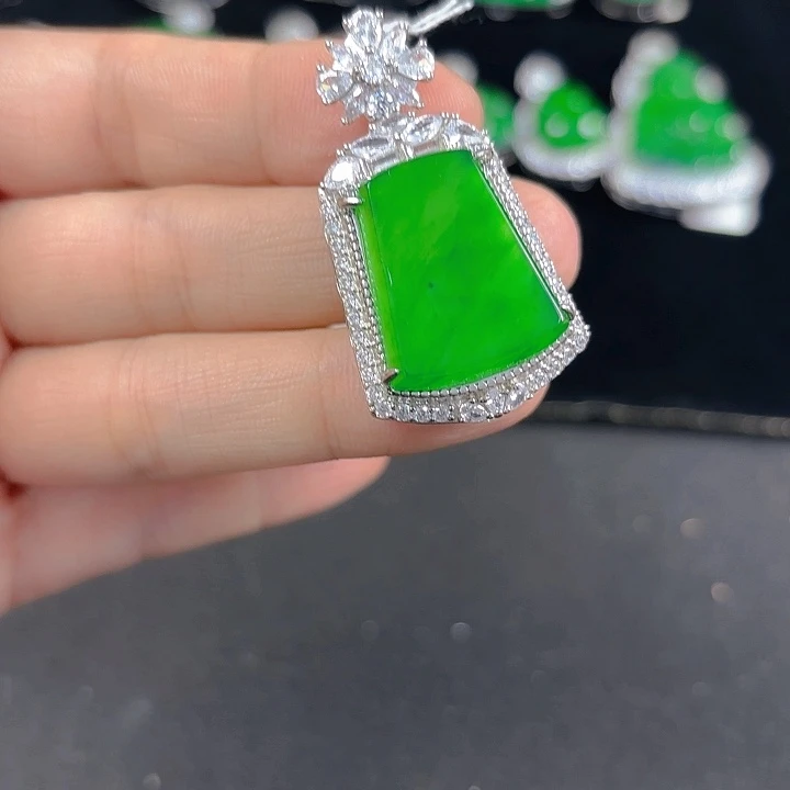 翡翠银S925镶嵌吊坠(不含链)