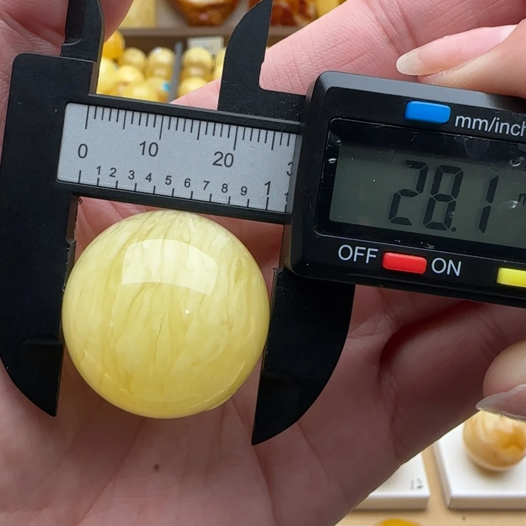 蜜蜡未镶嵌裸石浓蜡虎皮纹妖花珠子