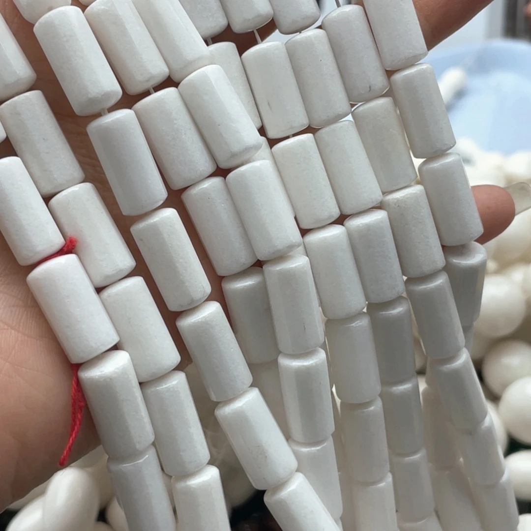 玛瑙/玉髓合金珠宝半成品一条装8*16瓷白石切面