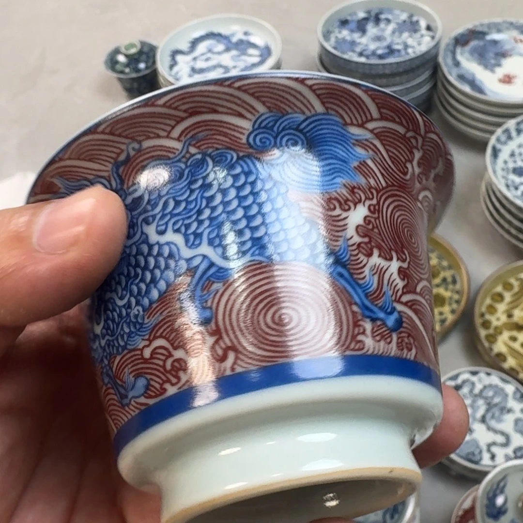 杯麒麟踏浪两才盖碗