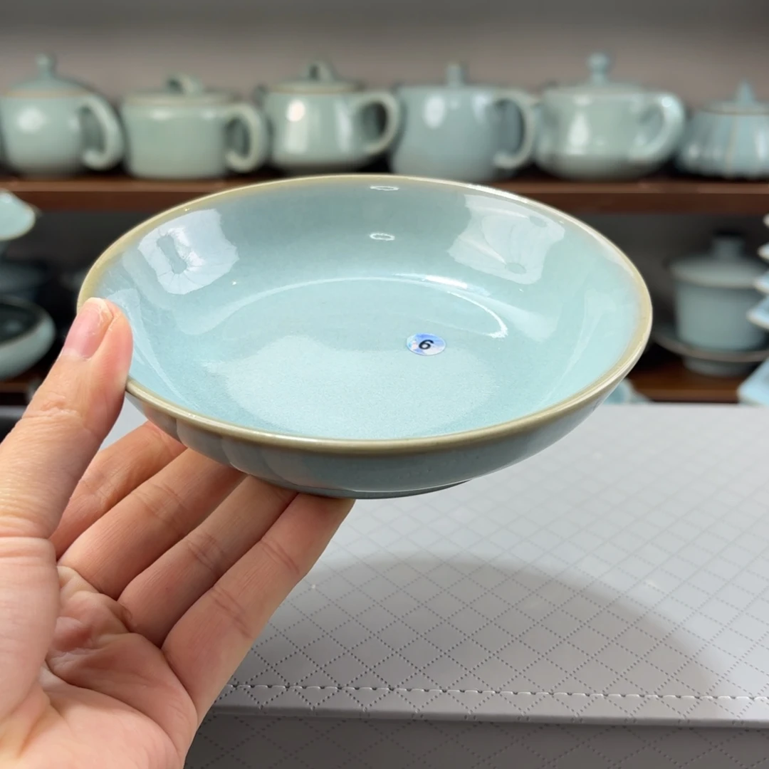 瓷摆件编号6汝窑盘微瑕