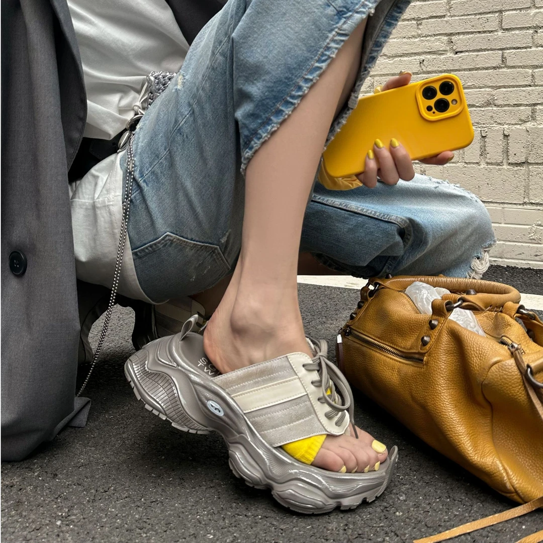 A799-25 SGIRL TWTW夏季人字拖设计师款厚底老爹鞋ins增高休闲鞋