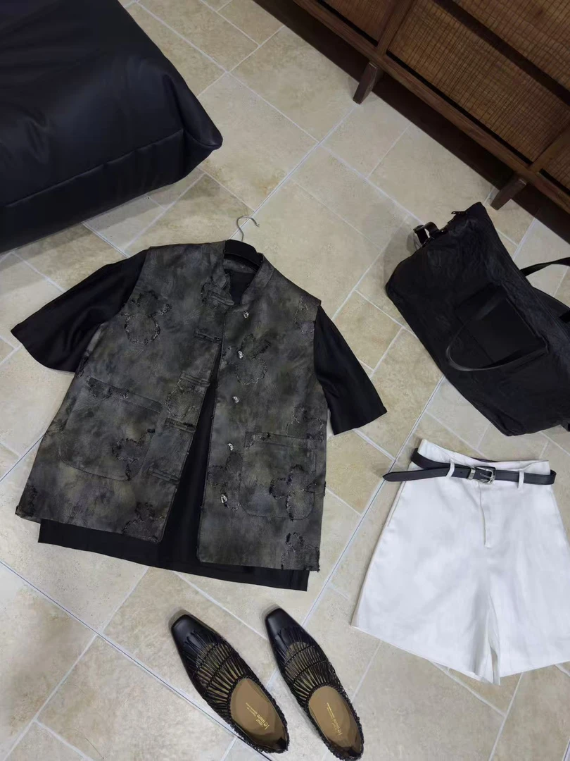 【邂逅】原创设计师款夏季天丝复古马甲小众调性休闲百搭老钱风