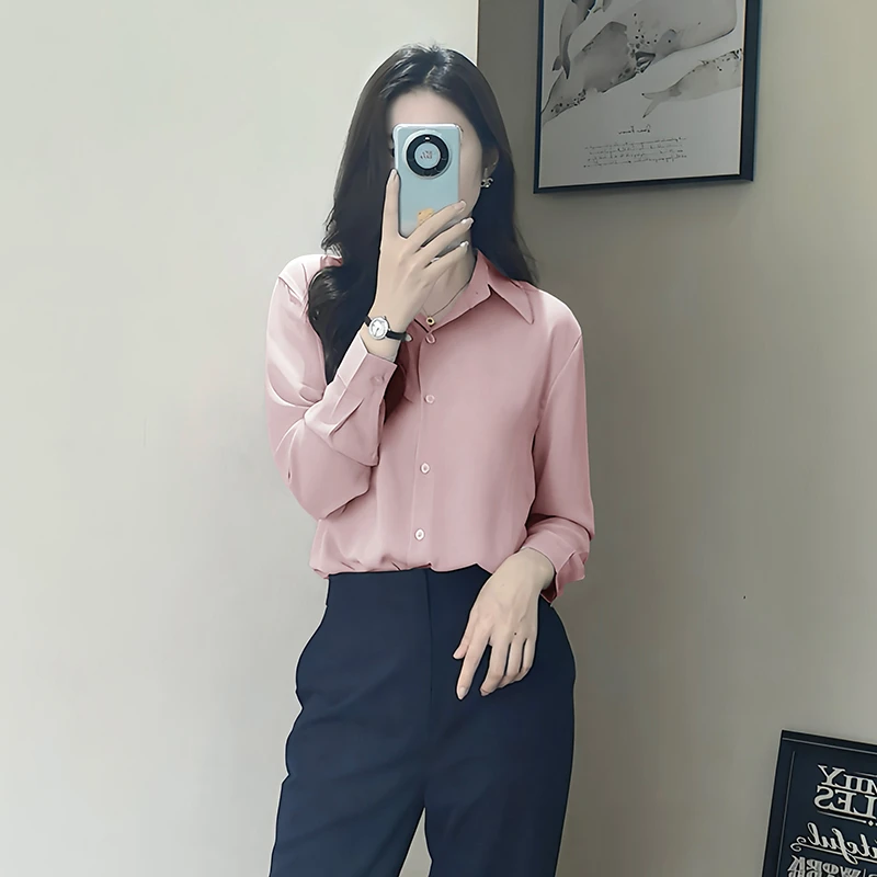 夏季轻薄防晒衬衣轻奢小众纯色显瘦粉色衬衫女款外穿慵懒长袖薄款