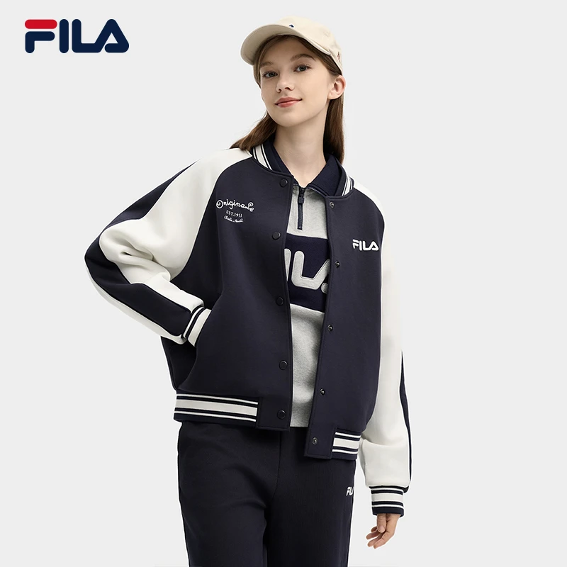 FILA斐乐新款休闲时尚百搭运动外套复古潮流棒球服F11W519505F