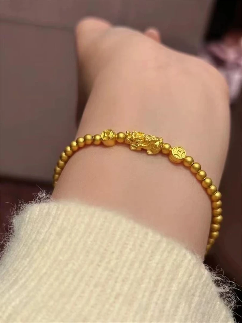 钛钢手链 设计师款古法貔貅珠珠手链气质百搭