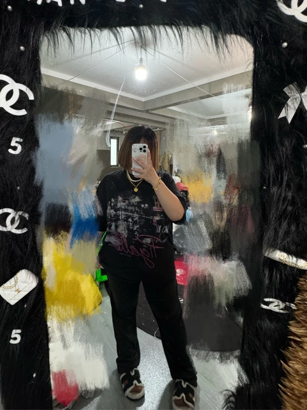 黑色高弹针织窄版直筒裤