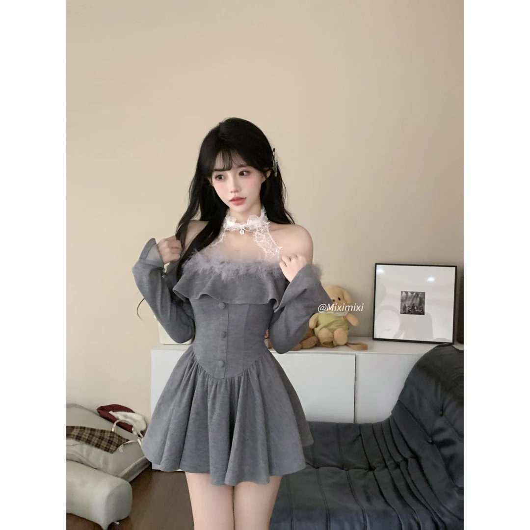 瑞茜·威瑟斯 甜欲旋涡 秋季纯欲风辣妹显瘦设计感连衣裙R6590H