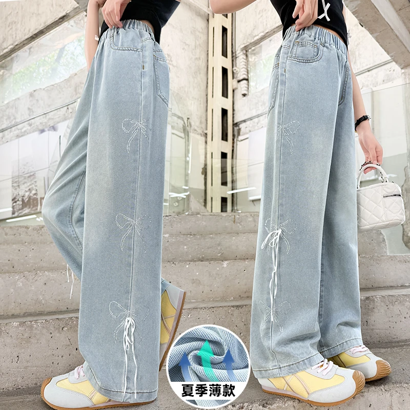 阔腿裤女童2025新款夏季网红炸街宽松中大童直筒牛仔裤儿童裤子薄