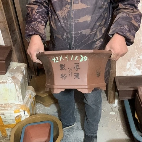 紫砂花盆手工制作