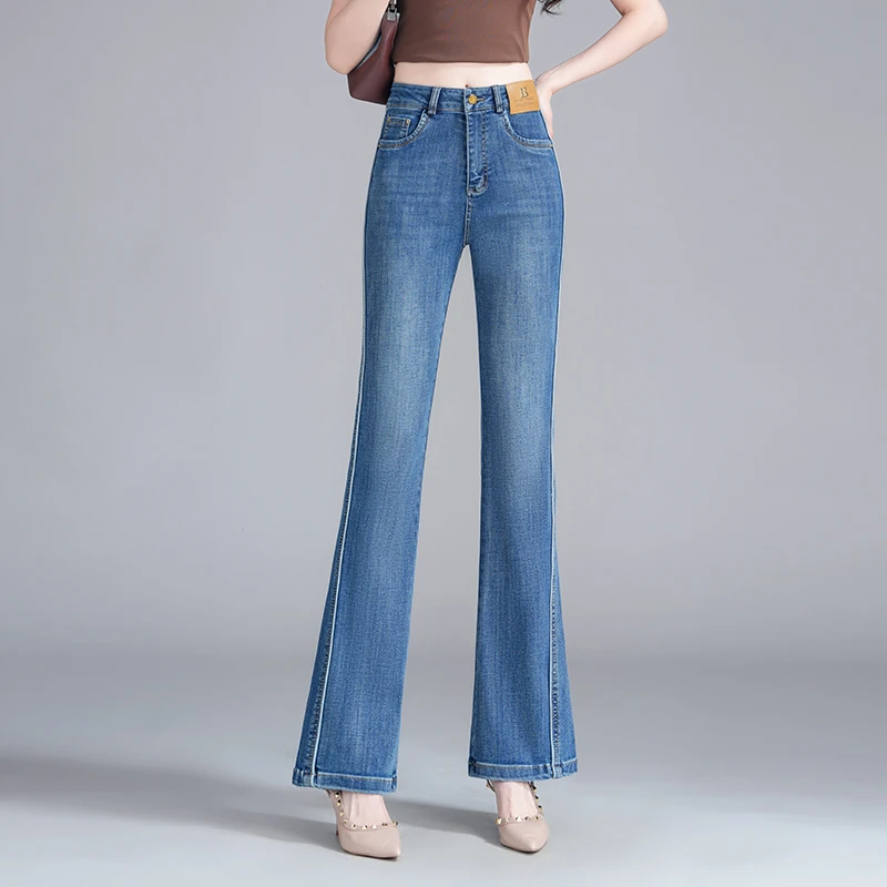 正品春夏新款微喇牛仔裤女2025时尚潮流弹力修身喇叭裤显瘦长裤子
