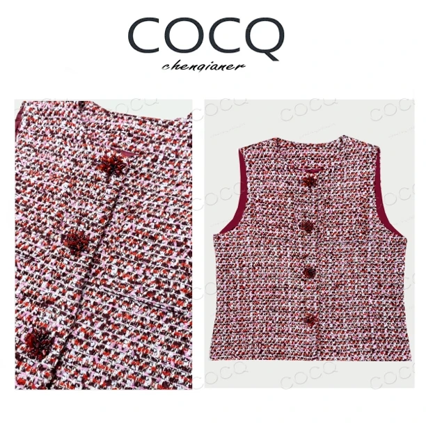 【COCQ】2025新品欧货时尚洋气高级感小香风羊毛马甲外套
