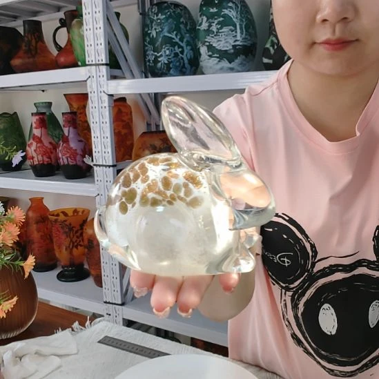 手工艺品琉璃【7】玉兔水晶琉璃摆件