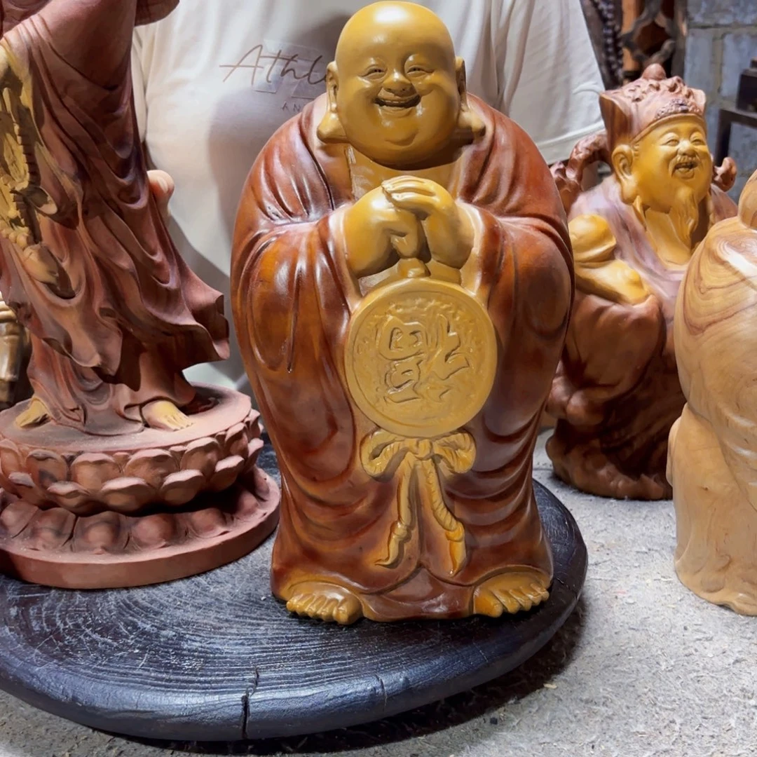 岚***园香樟木福到弥勒佛