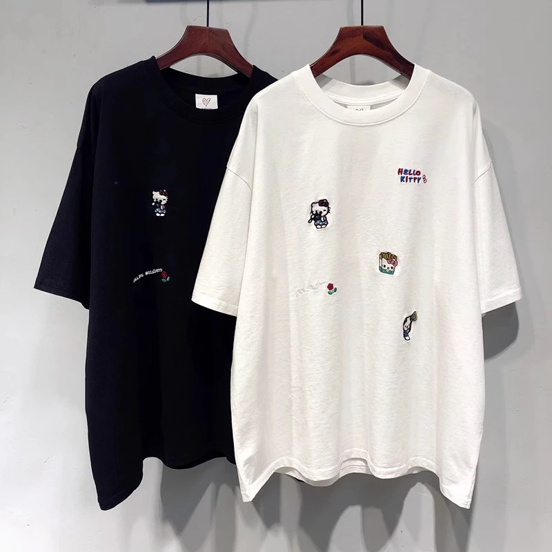 胖妹妹240斤大码韩系卡通刺绣减龄短袖上衣女夏季半袖显瘦宽松T恤